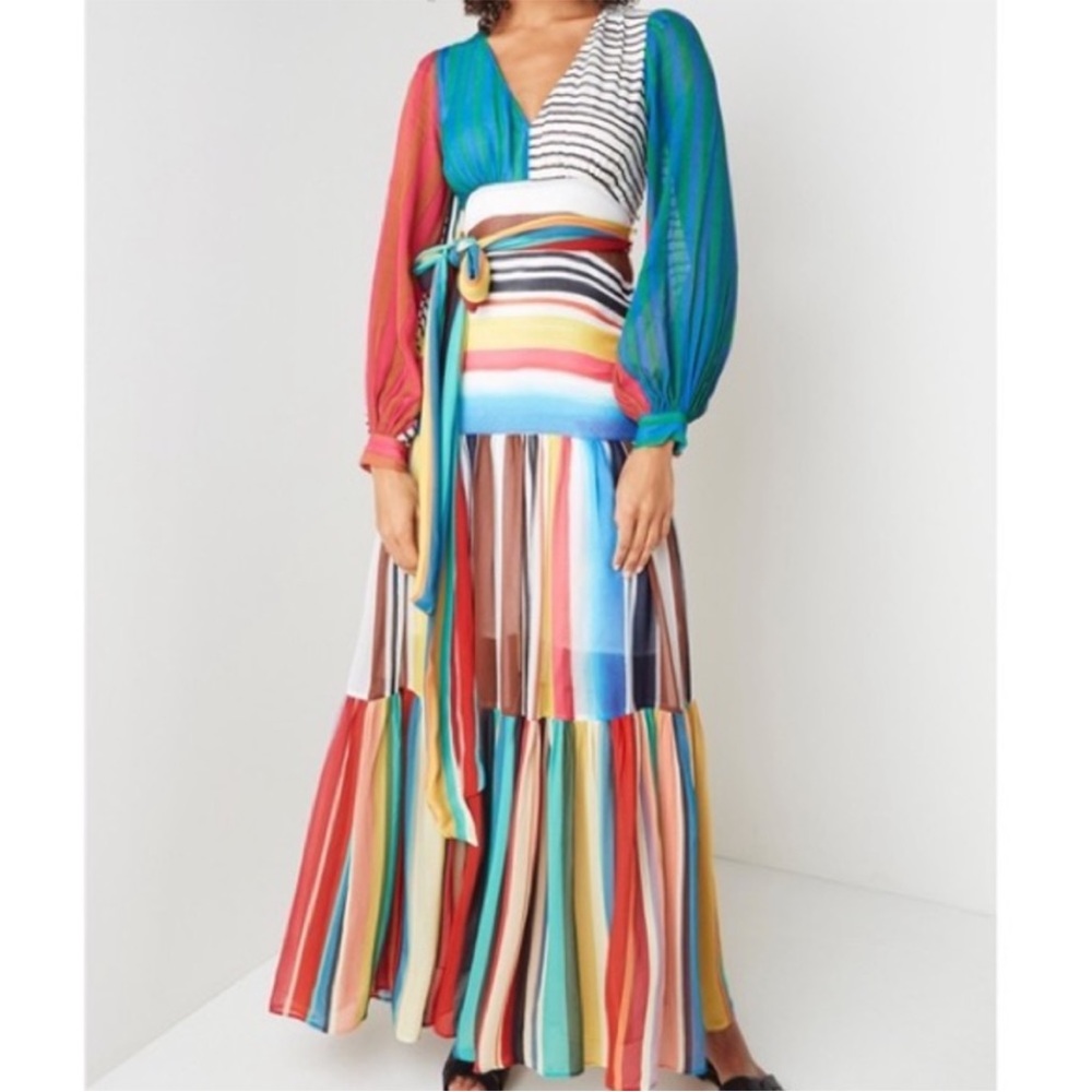 FARM RIO Thalita Striped Maxi Dress Size XS